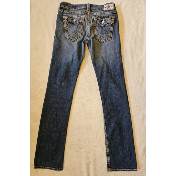 True Religion Jeans Women 29 Straight Leg Low Rise Denim Thick Stitch 29Wx33L - Picture 4 of 14